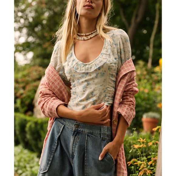 FREE PEOPLE Another Life Printed Top / White Combo - Picture 9 of 11